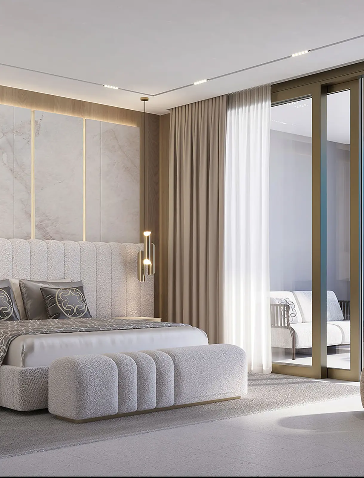 Interno camera da letto villa Elie Saab